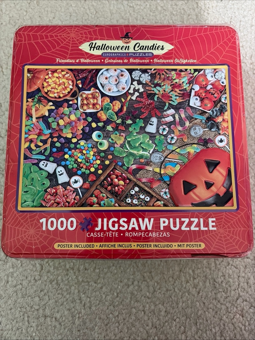 NEW. SEALED  Halloween Candies 1000-Piece Jigsaw Puzzle - Red Tin